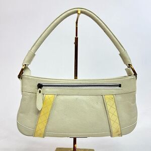 Vintage Burberry White Leather Baguette Bag Shoulder Bag